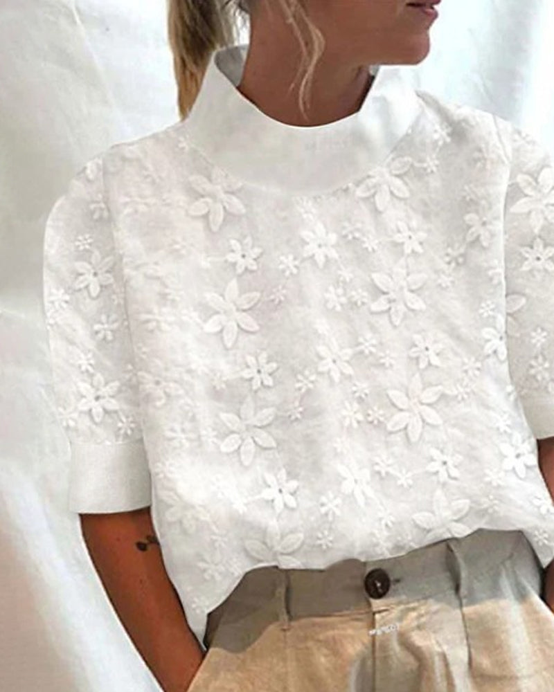 Elspeth | High-Neck Embroidered Shirt
