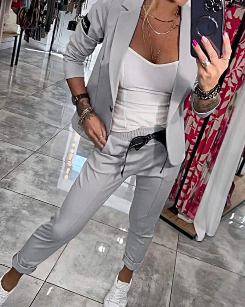 The Elise™ | Tailored Top, Blazer & Trousers Set