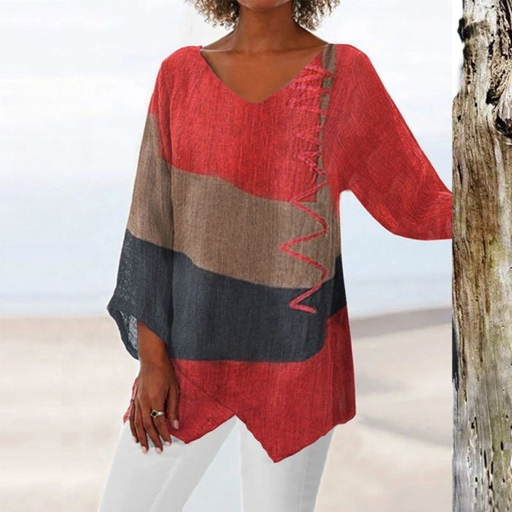 The Celeste™ | Chic V-Neck Loose Tunic Shirt