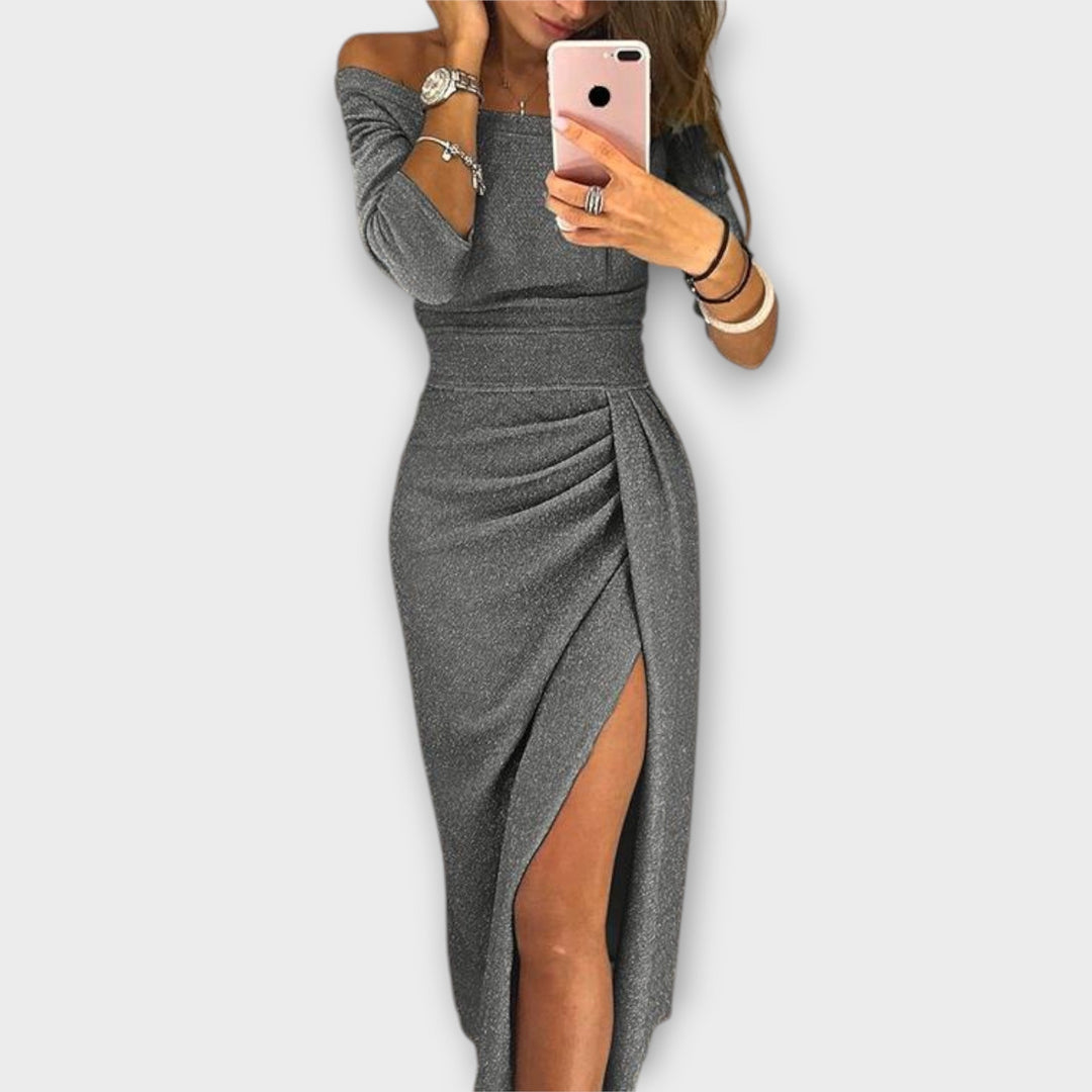 The Ellinor™ | Romantic Off-Shoulder Midi