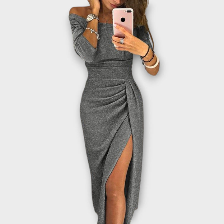 The Ellinor™ | Romantic Off-Shoulder Midi