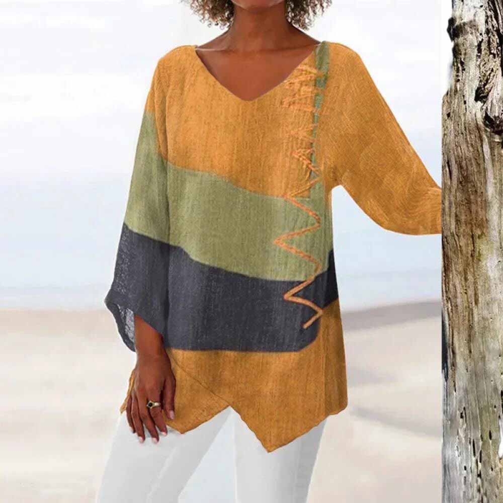The Celeste™ | Chic V-Neck Loose Tunic Shirt