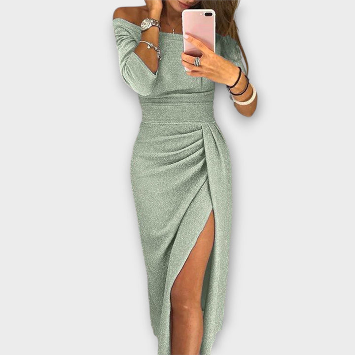 The Ellinor™ | Romantic Off-Shoulder Midi