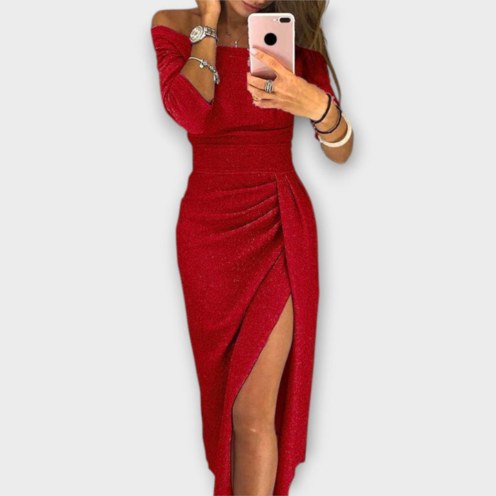 The Ellinor™ | Romantic Off-Shoulder Midi