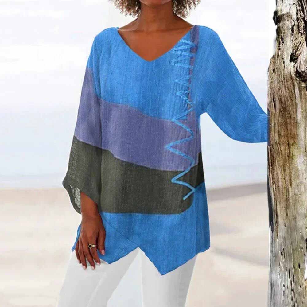 The Celeste™ | Chic V-Neck Loose Tunic Shirt