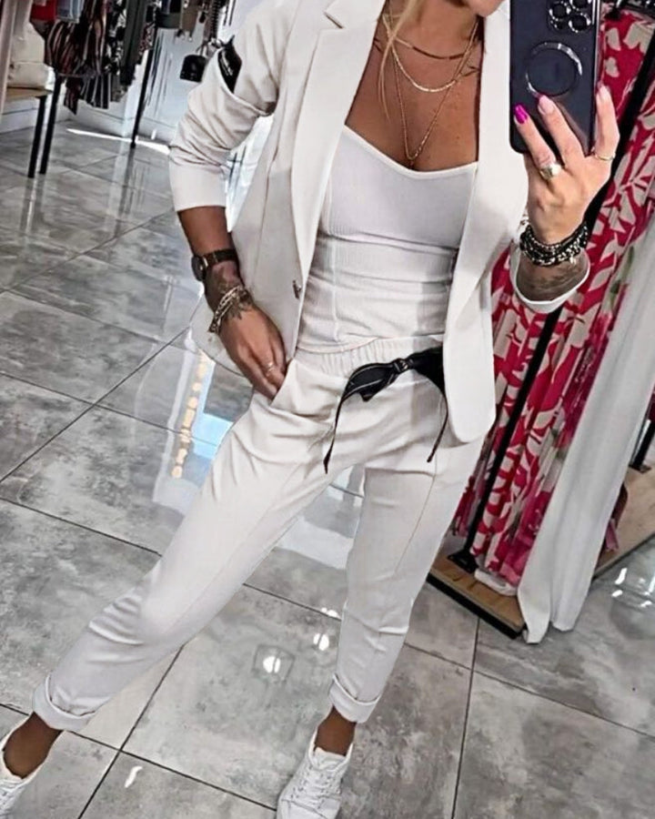 The Elise™ | Tailored Top, Blazer & Trousers Set