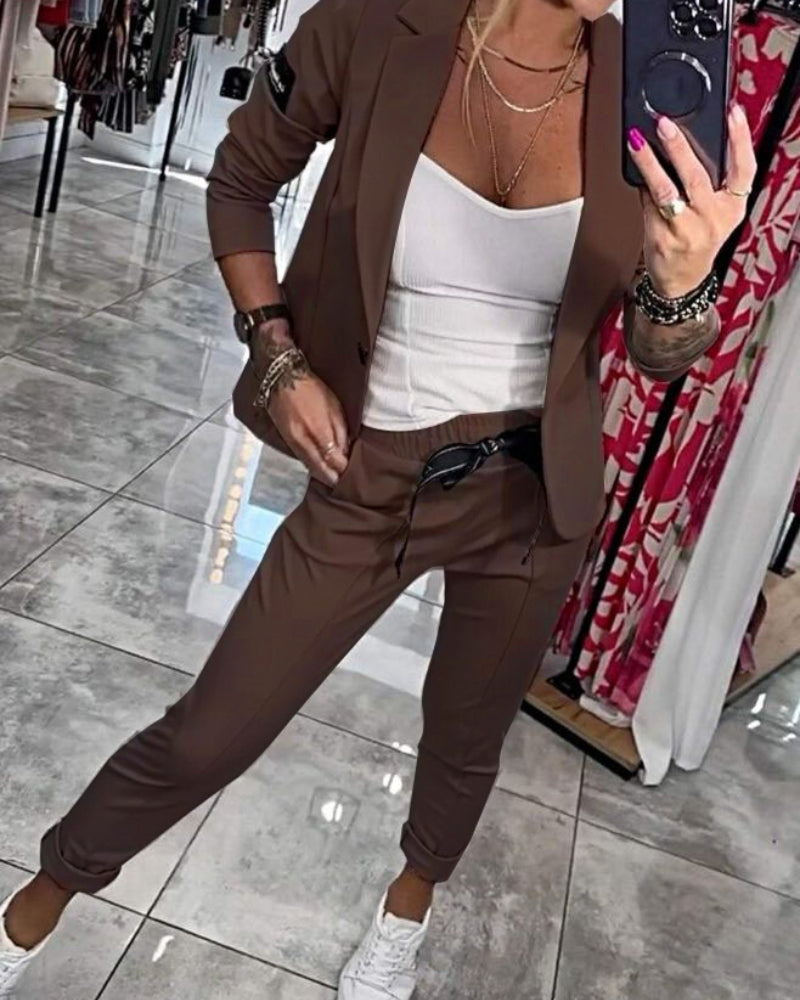 The Elise™ | Tailored Top, Blazer & Trousers Set