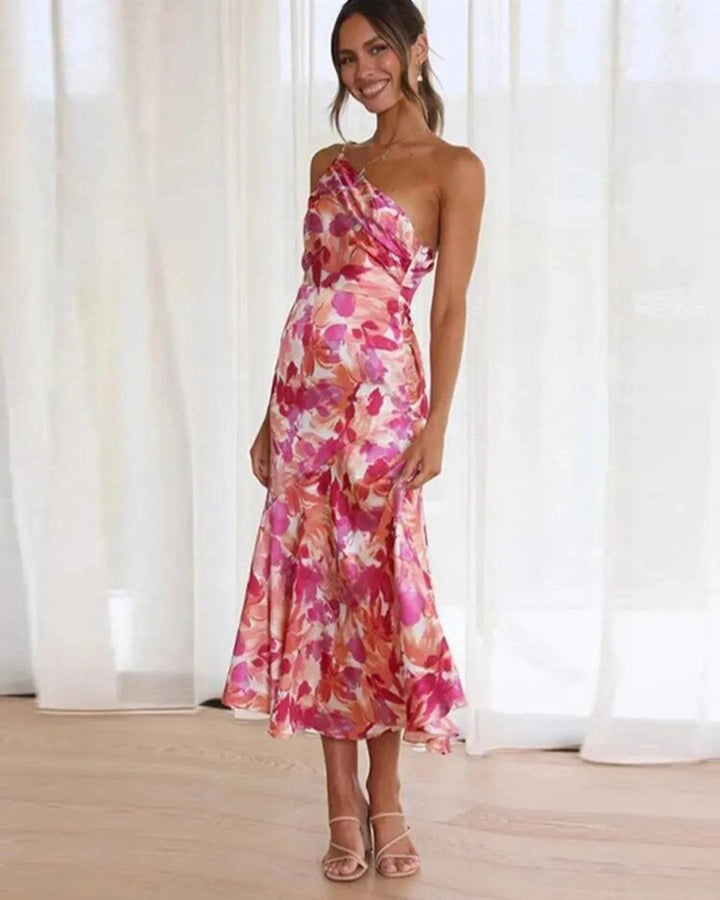 The Fiora™ – Asymmetric Floral Maxi Dress for Women