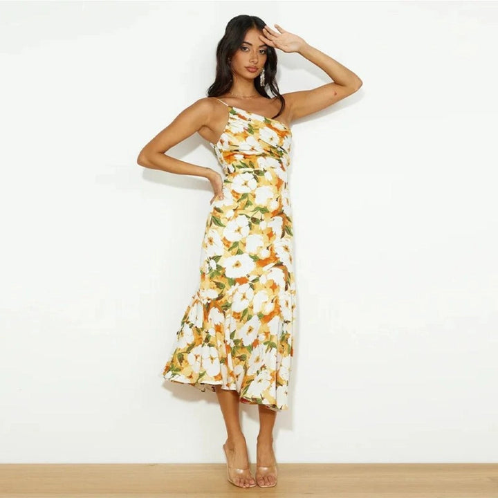 The Fiora™ – Asymmetric Floral Maxi Dress for Women