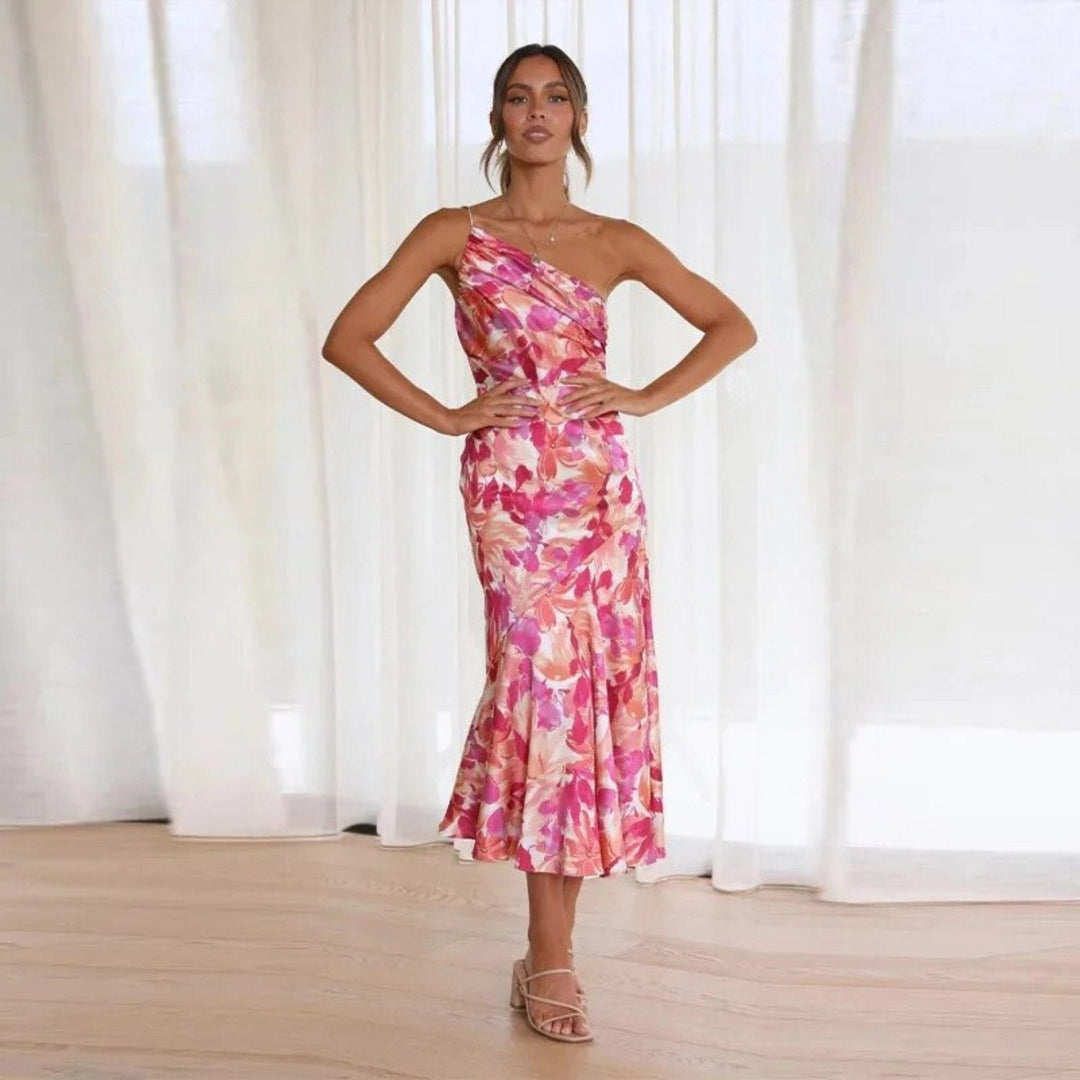 The Fiora™ – Asymmetric Floral Maxi Dress for Women