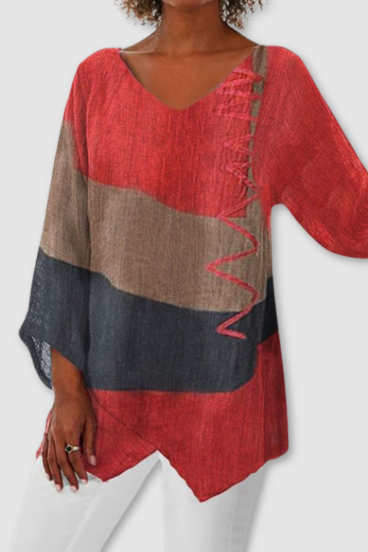 The Celeste™ | Chic V-Neck Loose Tunic Shirt